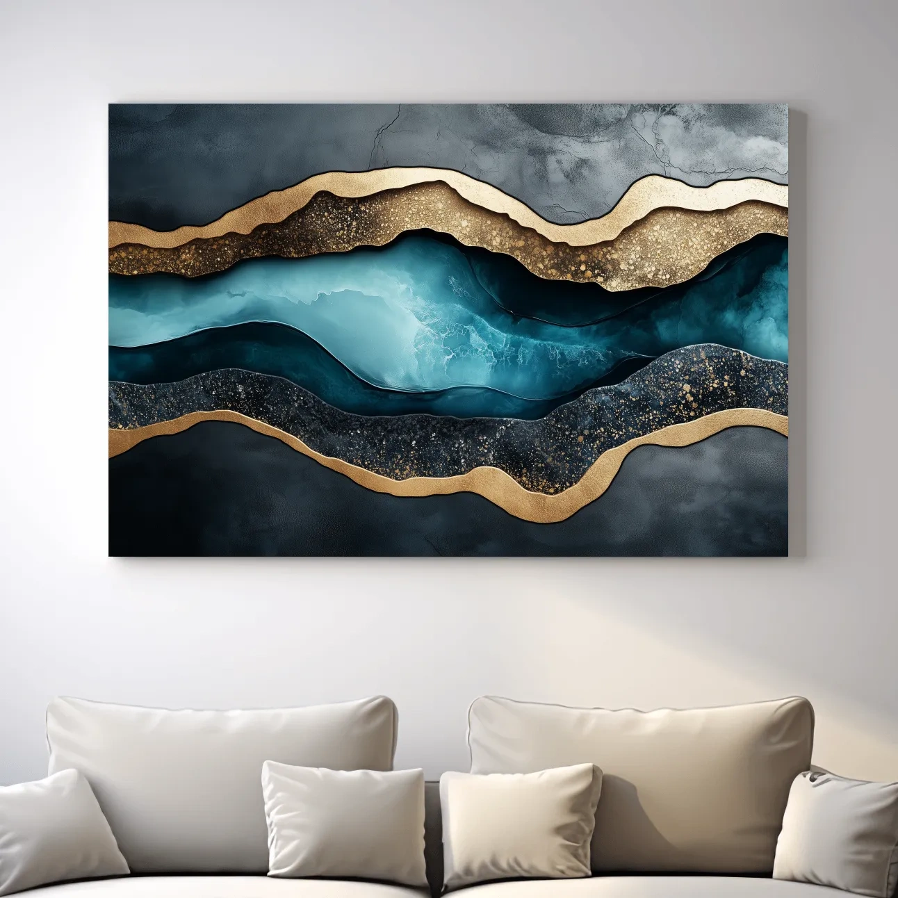 Modern abstract wall art, elegant 3D layered textured artwork representing natural elements
