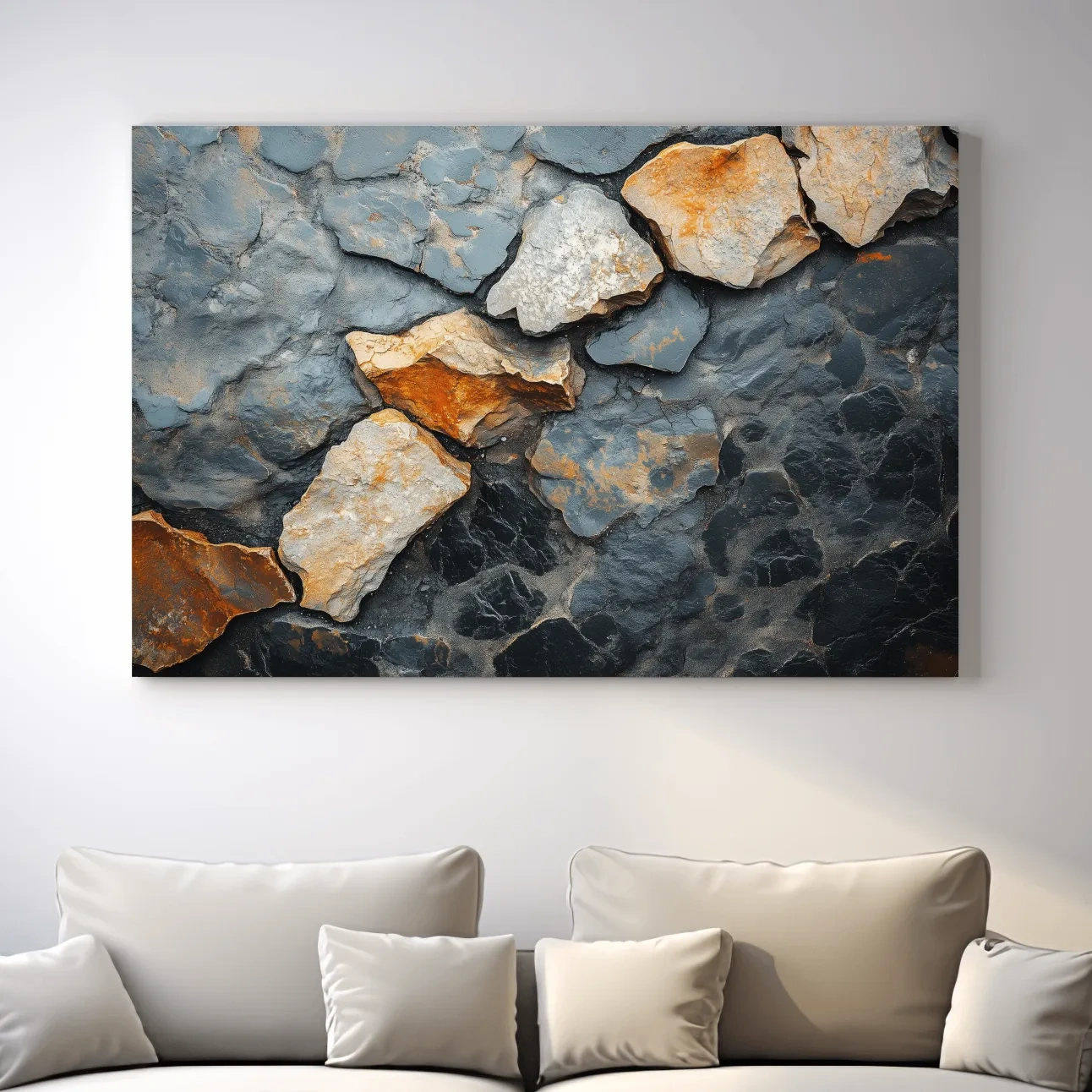 Modern rustic cracked stone and rock face texture artwork, natural elements wall art