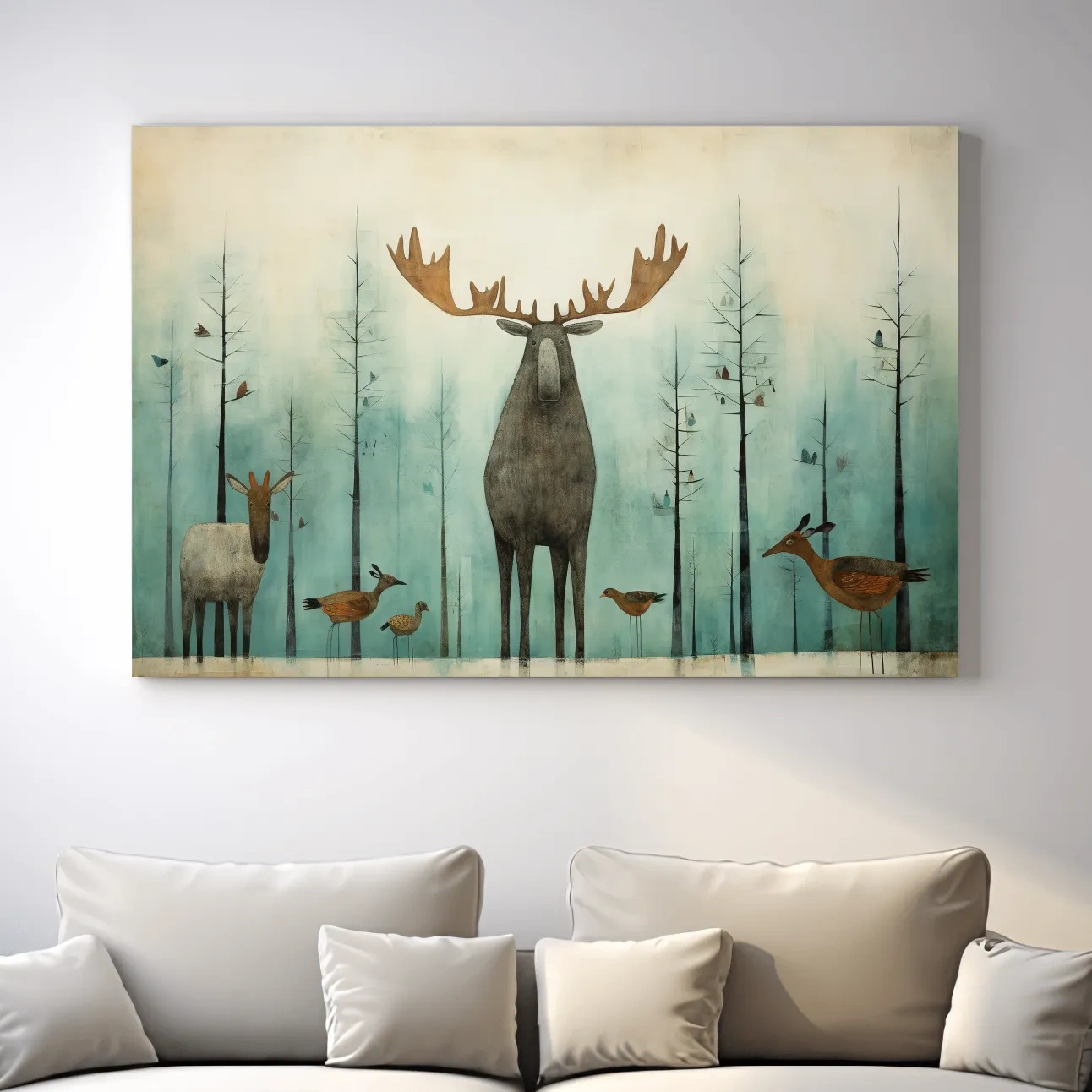 Funny illustration of a moose in the forest