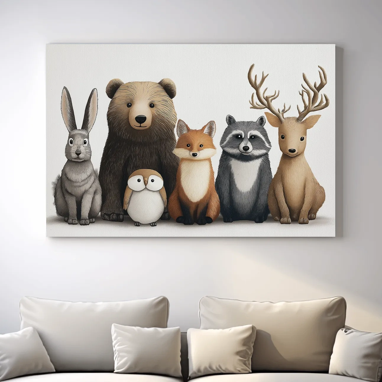 Adorable nursery woodland animals artwork, childrens room decor wall art