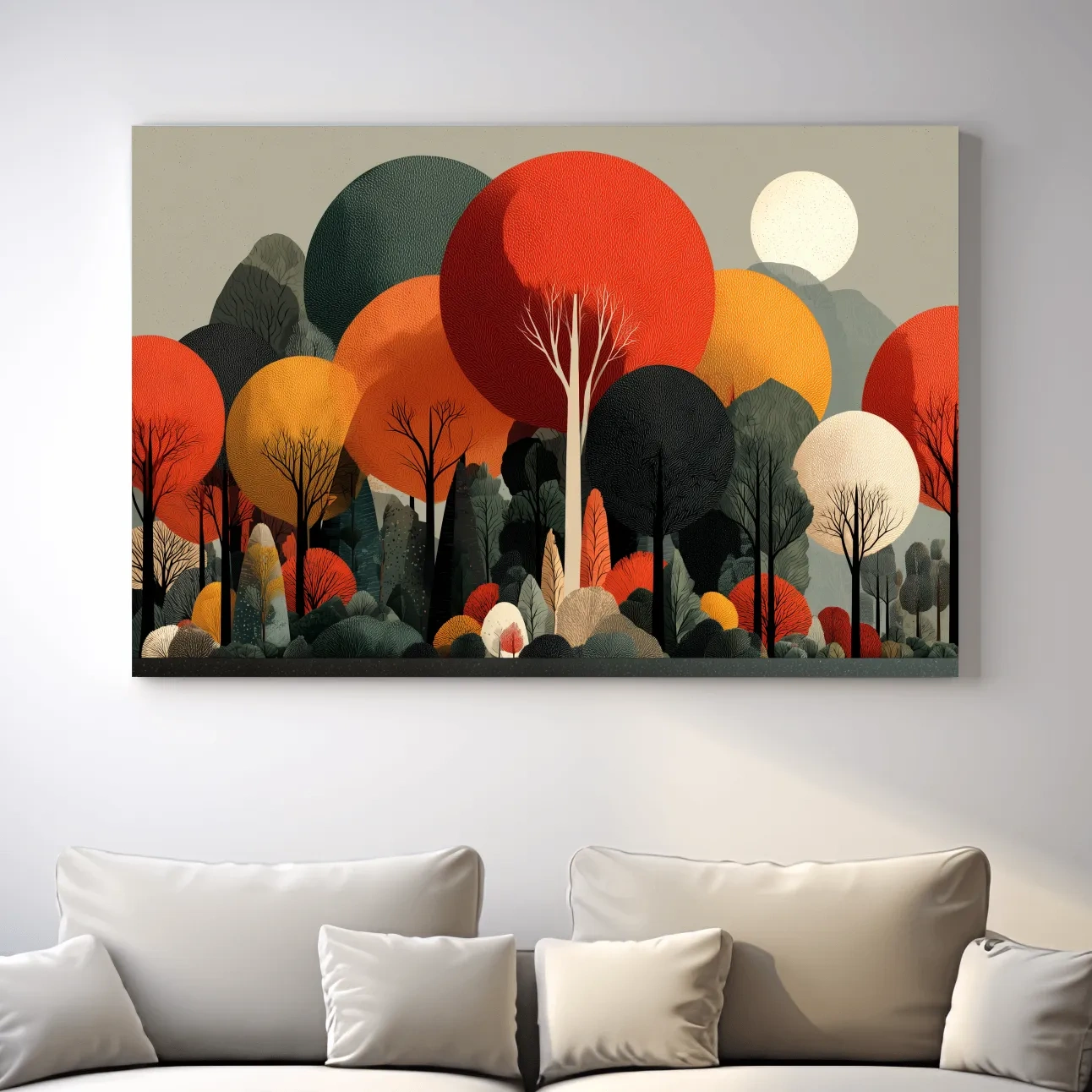 Abstract Autumn Forest Trees Canvas Art - Modern Scandinavian Wall Art