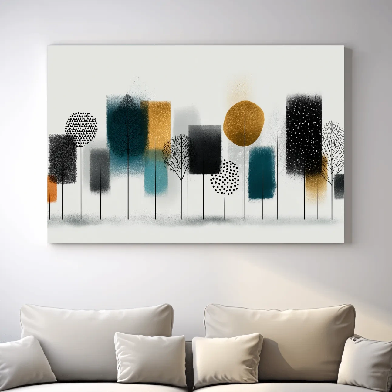 Abstract Minimalist Forest Grove Silhouettes - Modern Scandinavian Geometric Wall Art