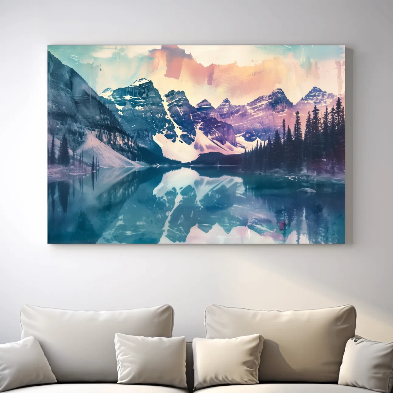 Valley of the Ten Peaks Watercolor Painting - Moraine Lake Banff Wall Art