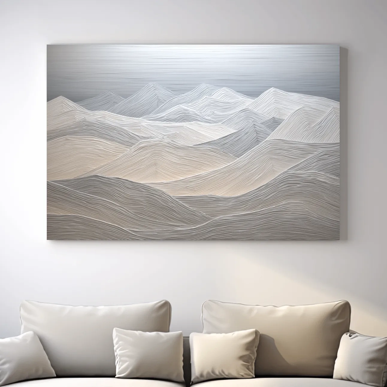 Minimalist Textured Topographic Mountain Ridges - 3D Painting Effect Wall Art