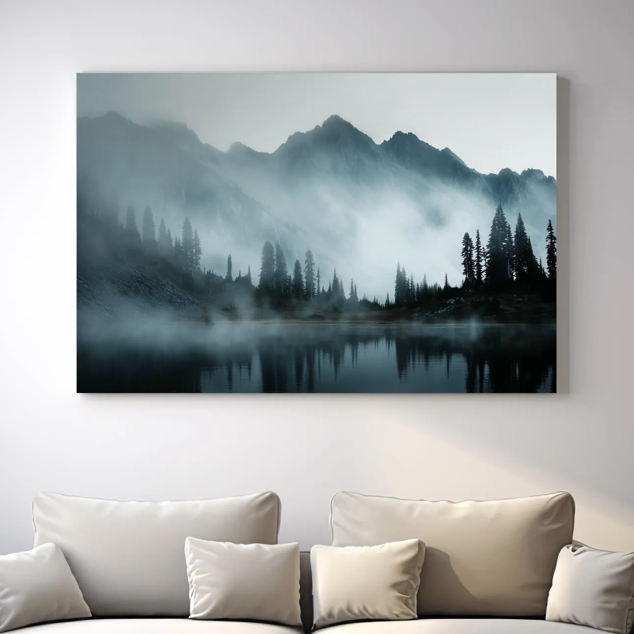 Moody Misty Mountain Lake Photography - Atmospheric Alpine Forest Wall Art