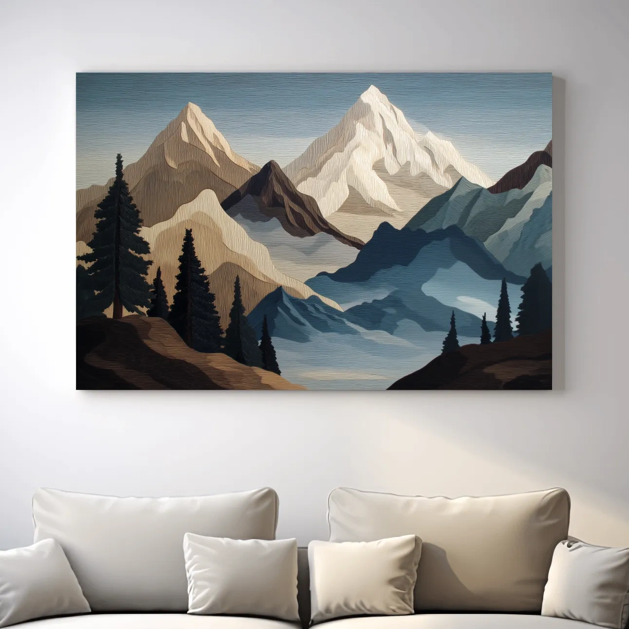 Textured Layered Alpine Mountain Peaks - Alpine Scenic Wall Art
