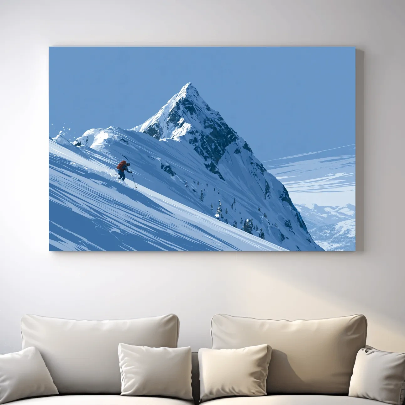 Epic Backcountry Skier On Snowy Peak - Alpine Mountain Winter Wall Art