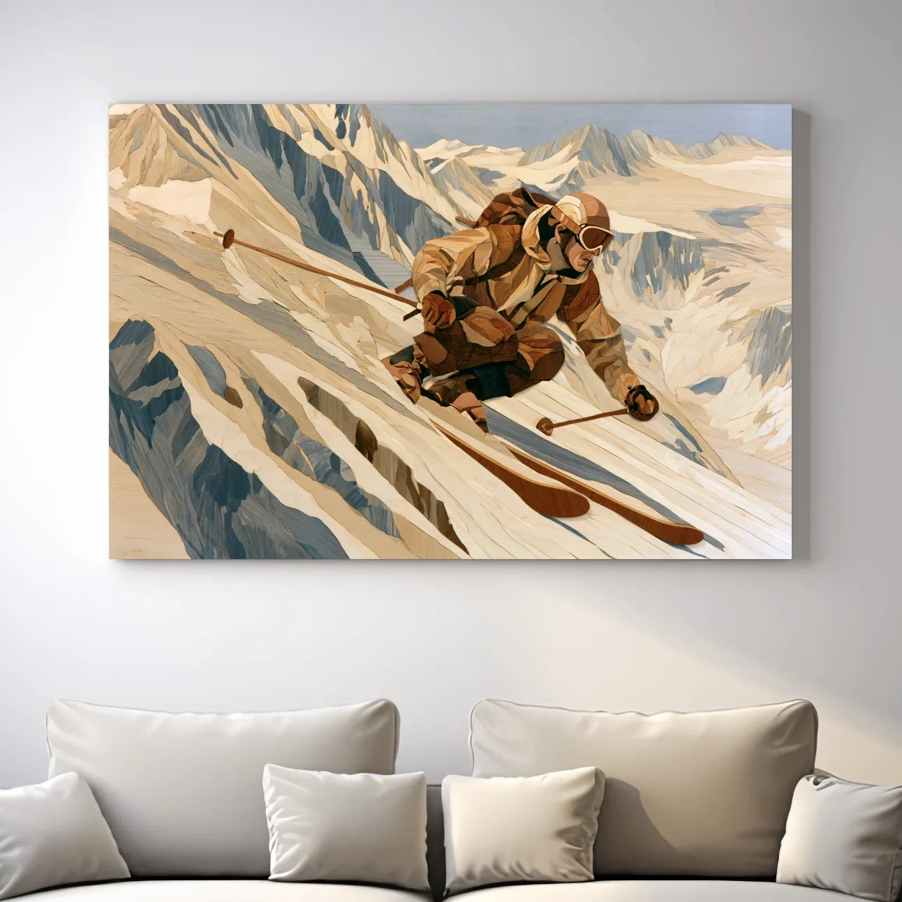 Dynamic Backcountry Skier Alpine Descent - Adventure Winter Sports Wall Art