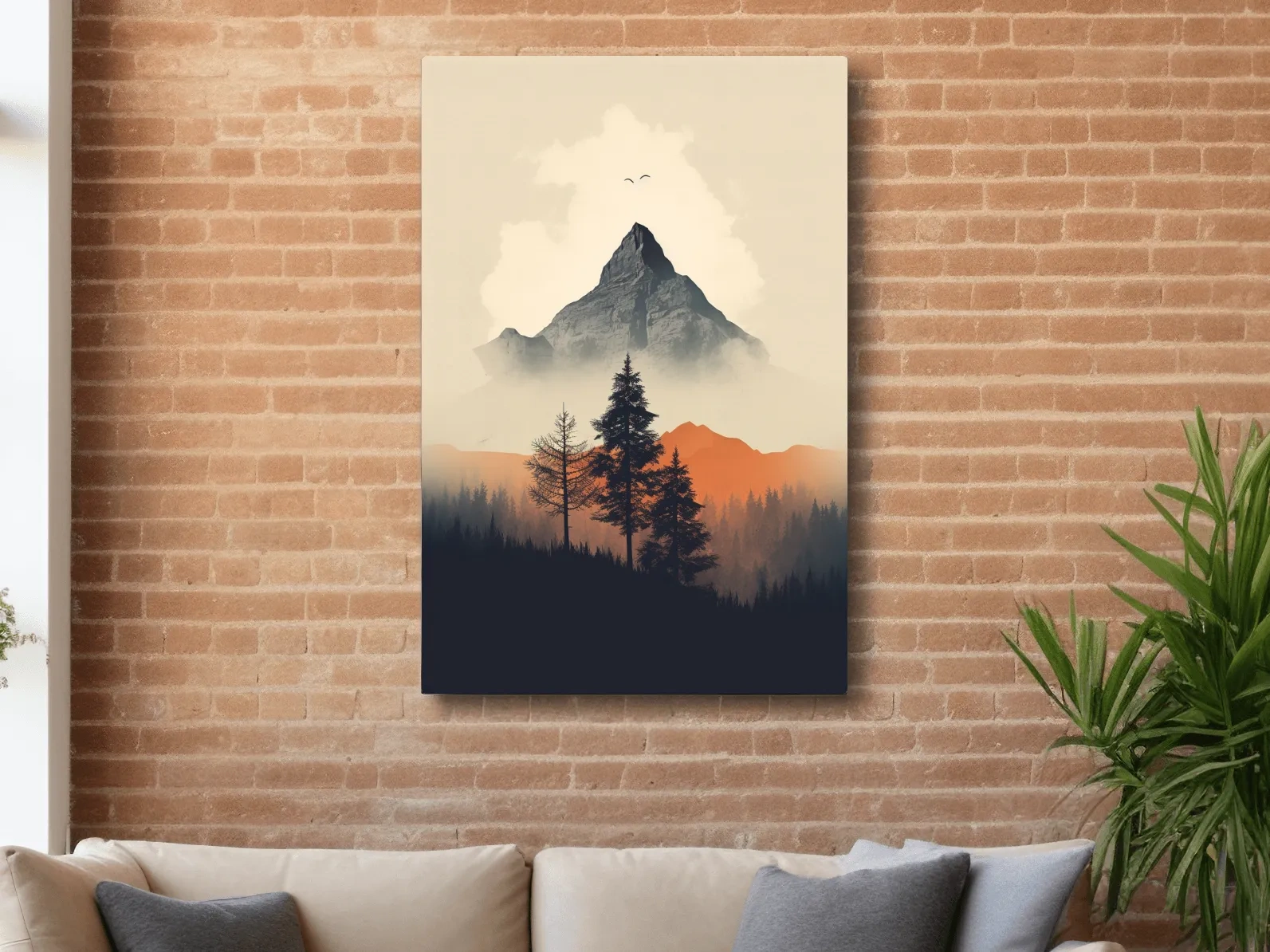 Minimal rustic mountain art