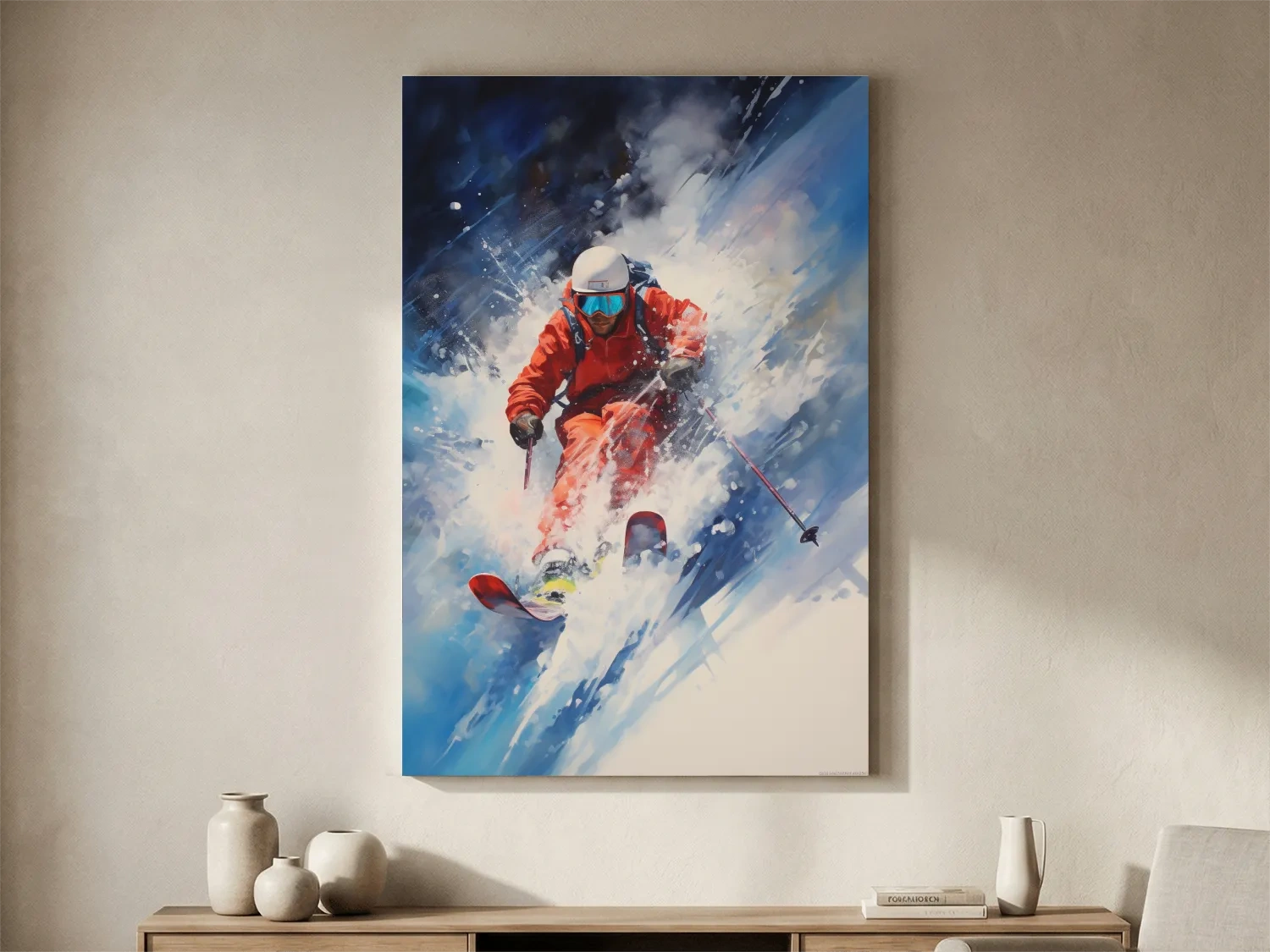 Powder Skier Dynamic Painting - Winter Sports Wall Art