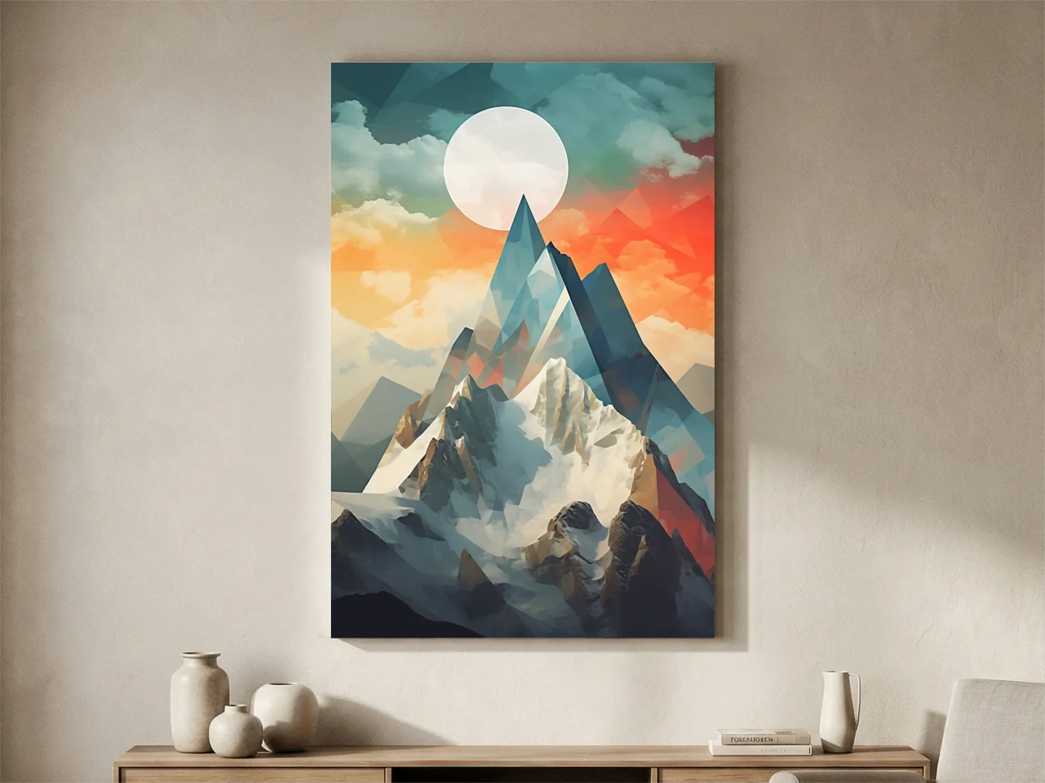 Suprematism Alpine Mountain Peak Sunrise - Abstract Landscape Wall Art