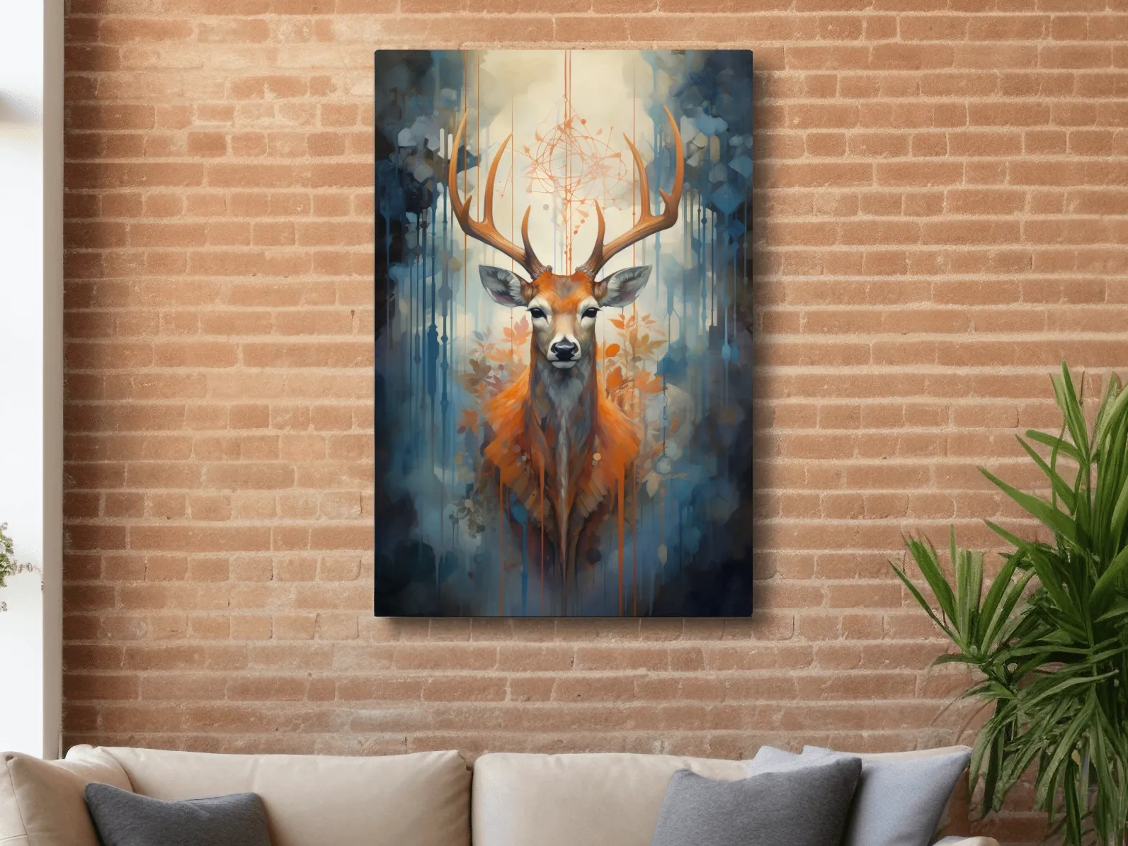 Majestic Stag Portrait - Abstract Wildlife Painting Wall Art