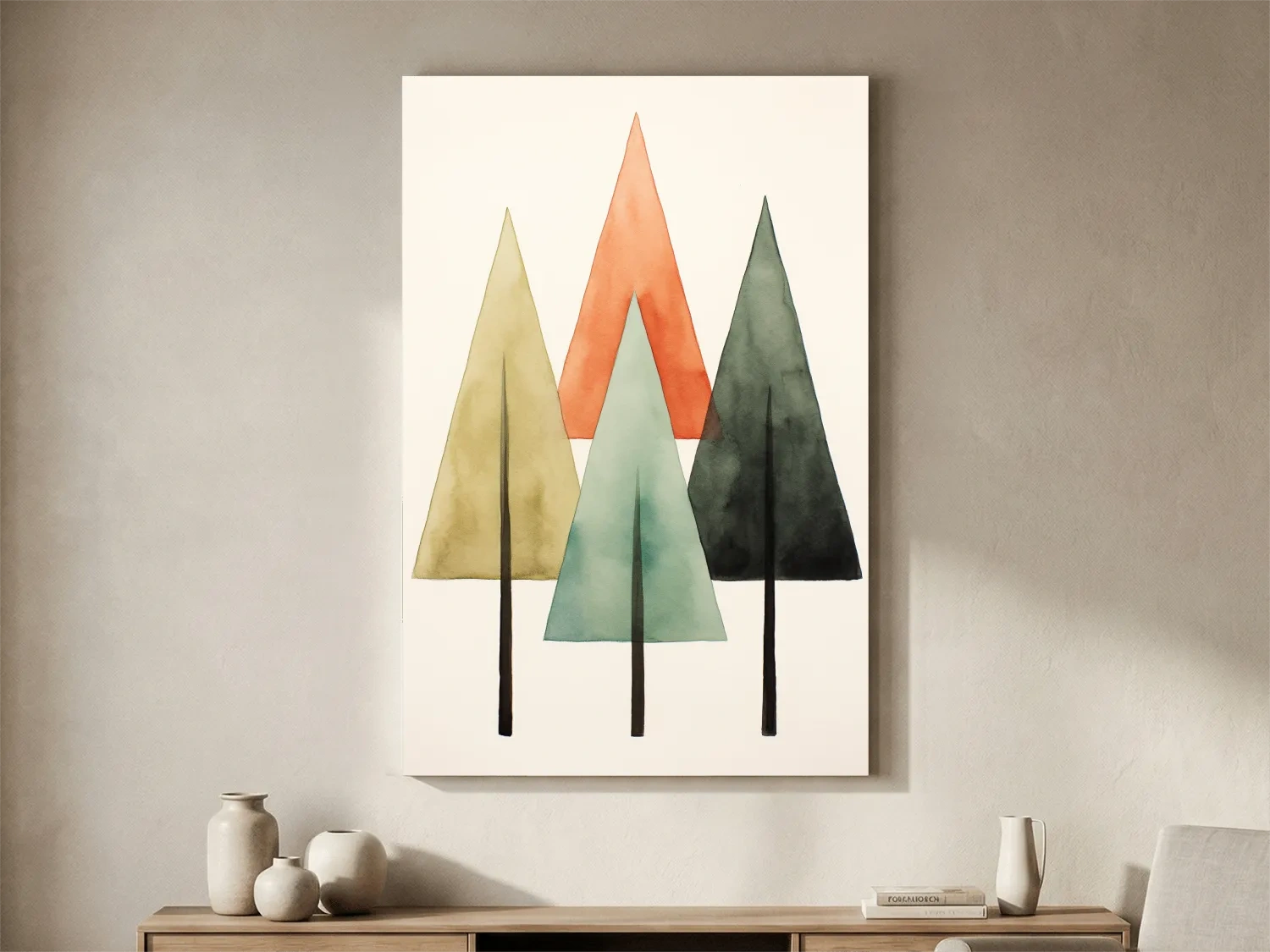 Minimalist Watercolor Pine Tree Trio - Scandinavian Forest Wall Art