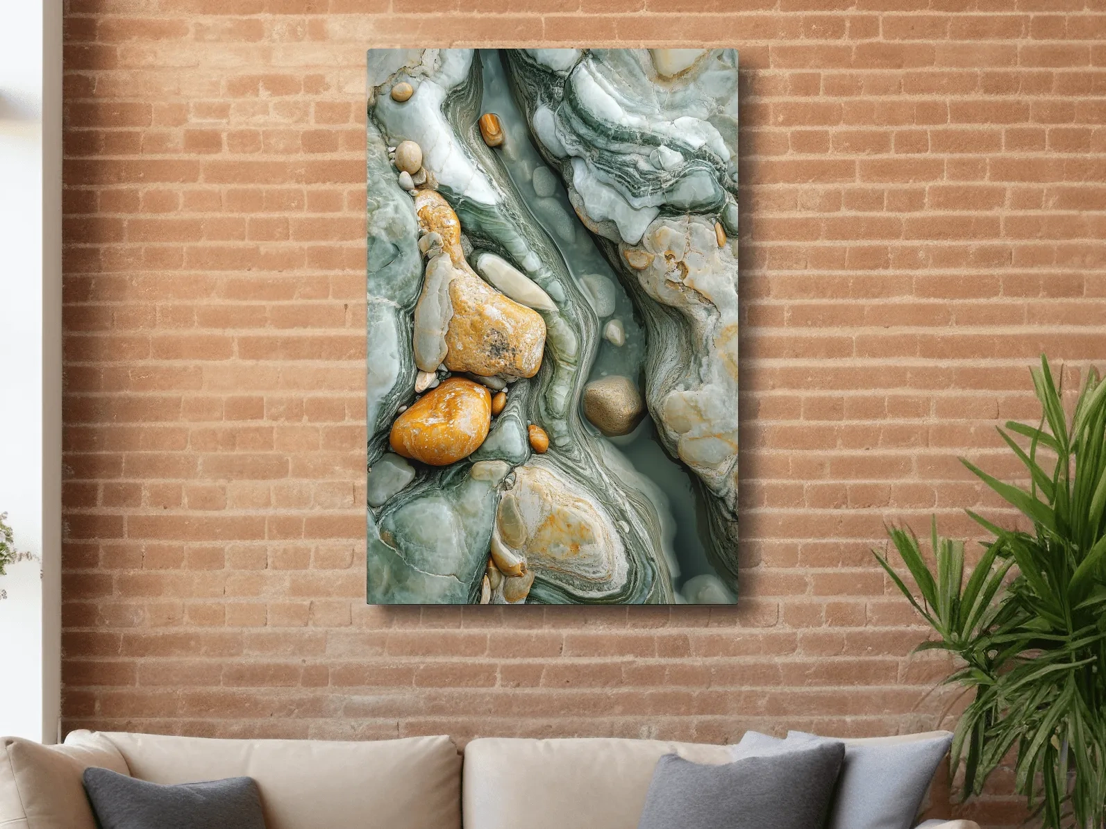 Abstract Agate Stone Riverbed Texture - Marble Geological Wall Art