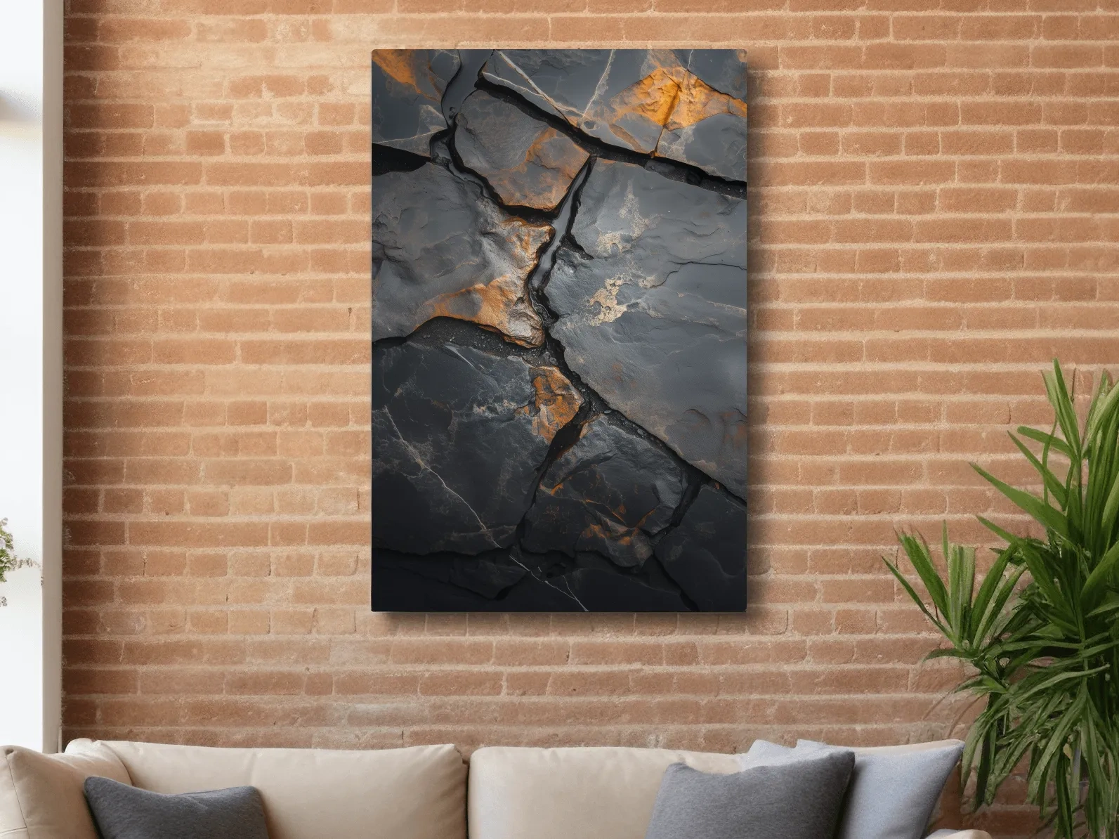 Charcoal Slate Stone Texture Organic Artwork - Modern Abstract Geology Wall Art