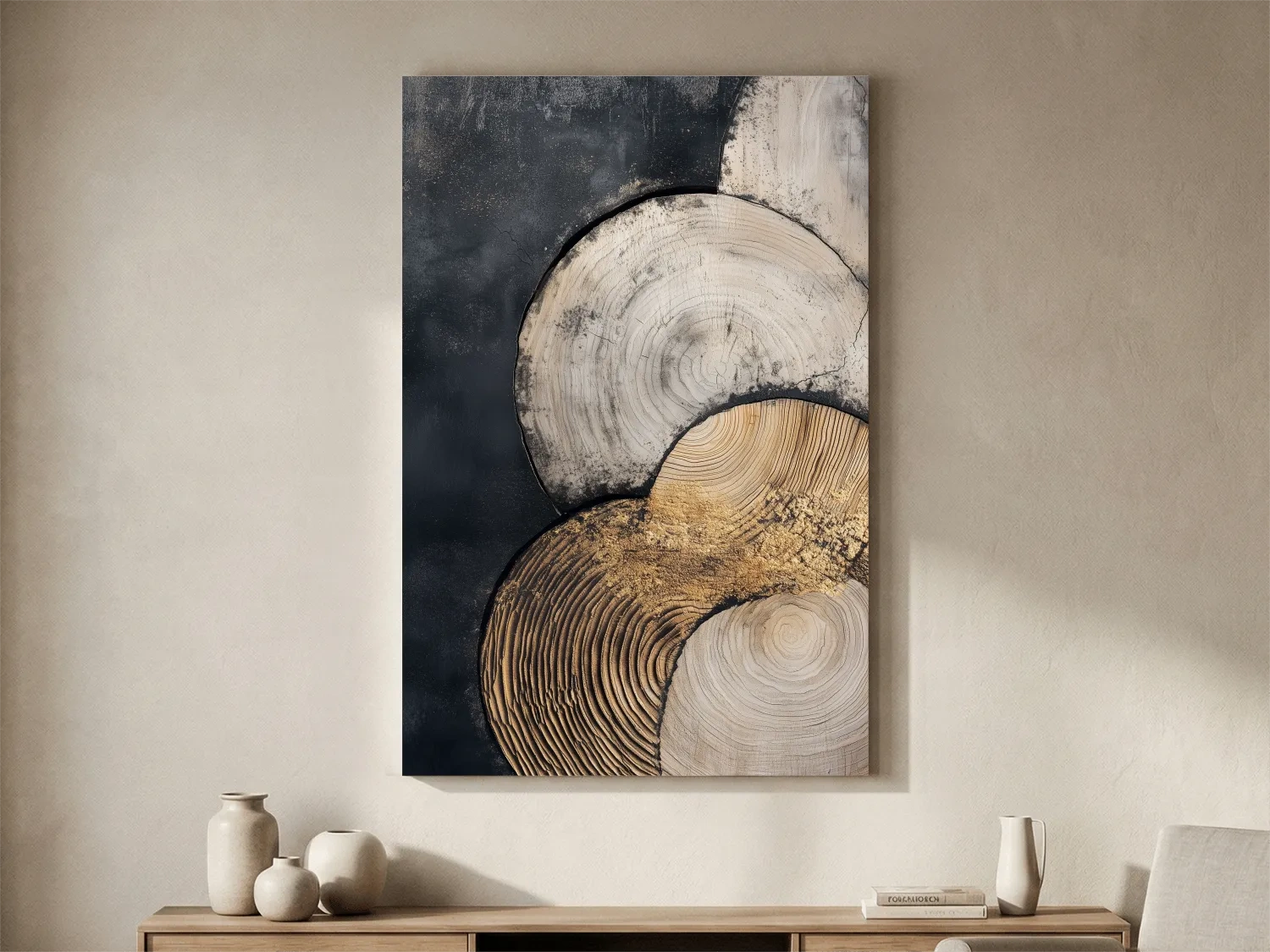 Abstract Wood Grain Texture Circles - Modern Geometric Wall Art