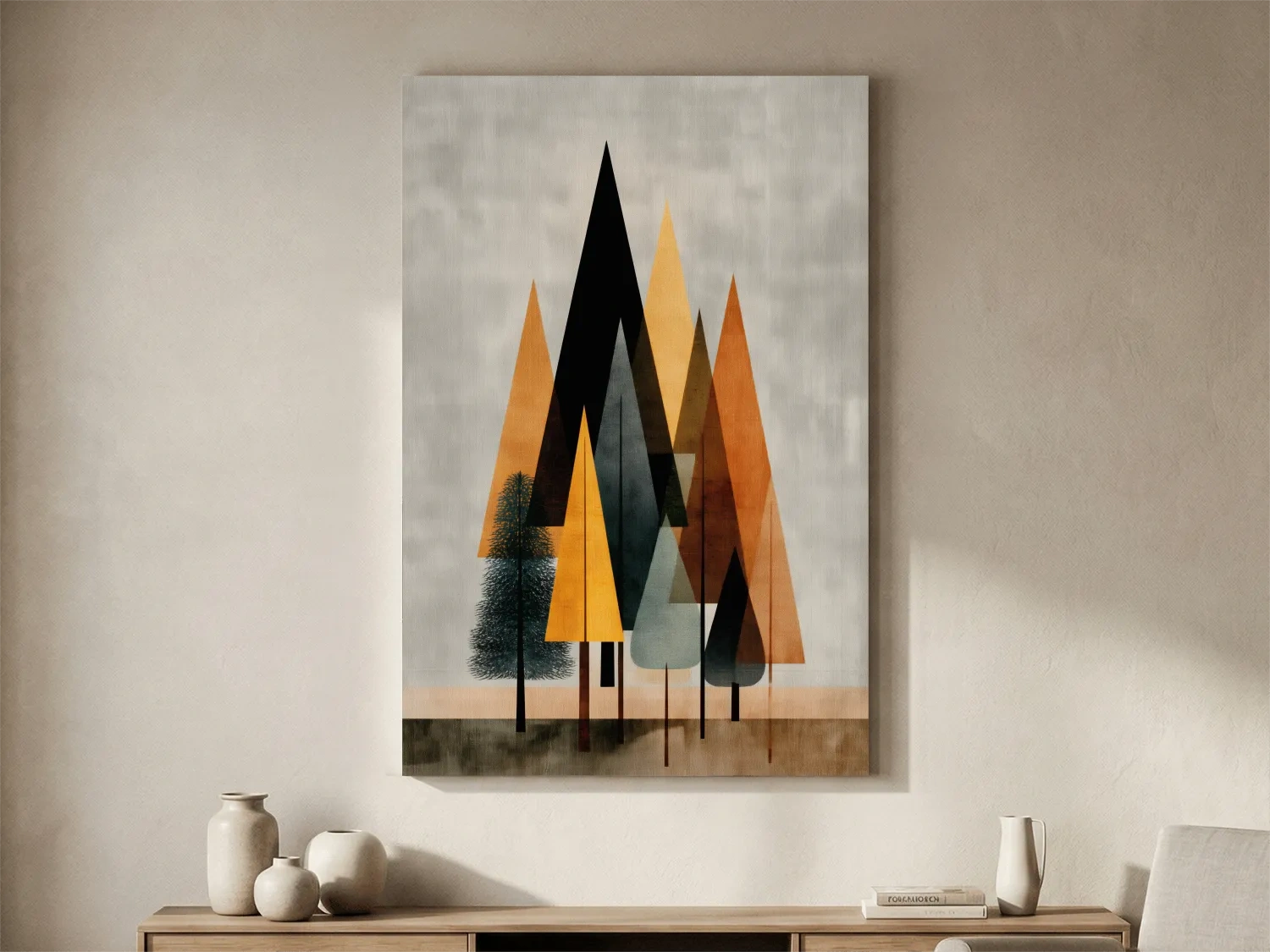 Minimalist Geometric Pine Tree Forest - Mid Century Modern Scandinavian Wall Art