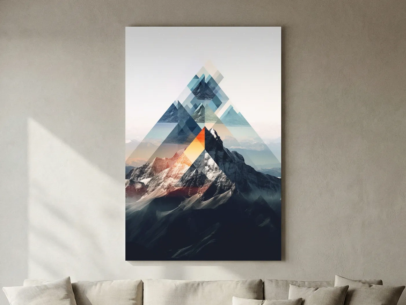 Geometric Abstract Mountain Peak Collage - Minimalist Landscape Artwork