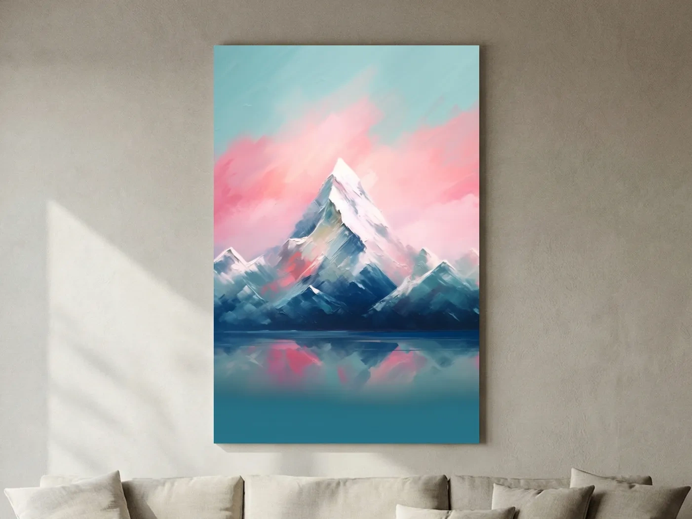 Pastel Alpine Peak Painting - Impressionism Watercolor Mountain Wall Art