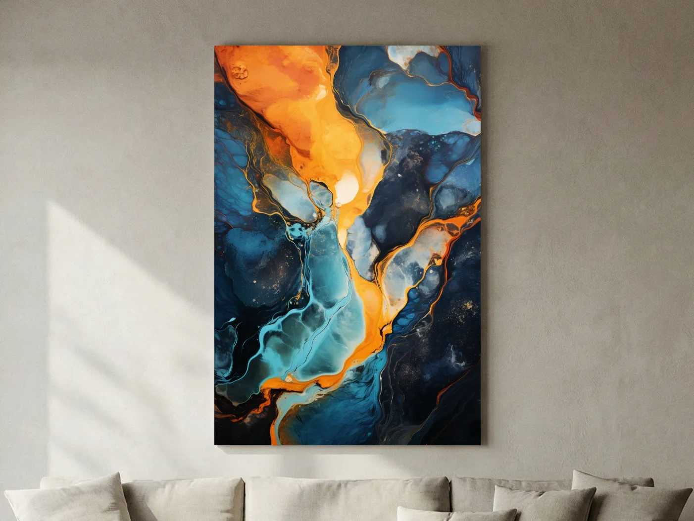 Vibrant Fluid River Abstract Painting - Alcohol Ink Style Wall Art