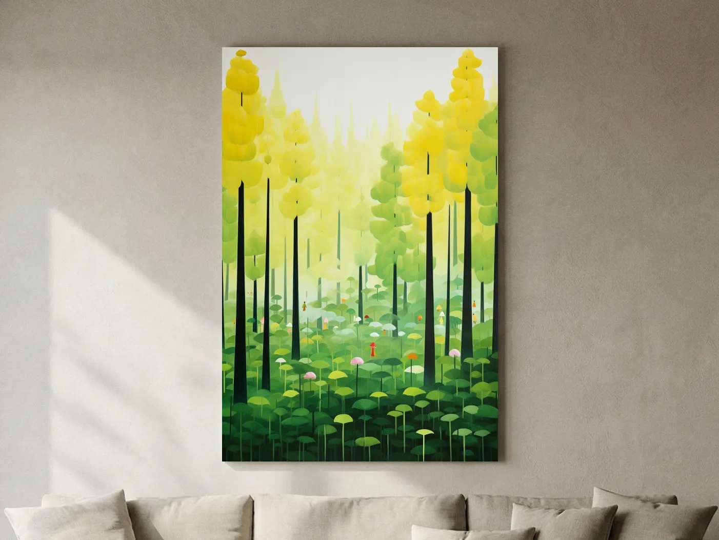 Whimsical Colorful Forest Painting - Surreal Botanical Wall Art