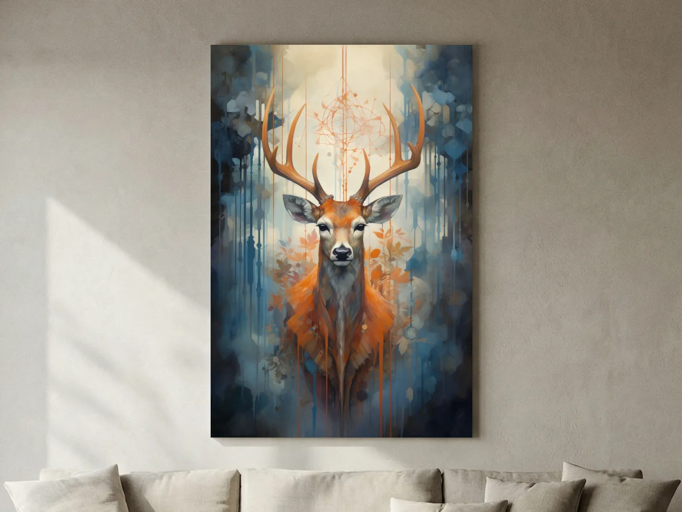 Majestic Stag Portrait - Abstract Wildlife Painting Wall Art