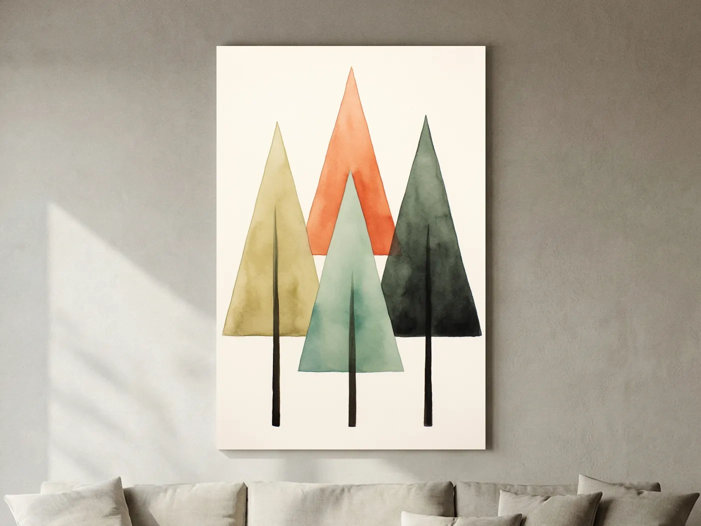 Minimalist Watercolor Pine Tree Trio - Scandinavian Forest Wall Art