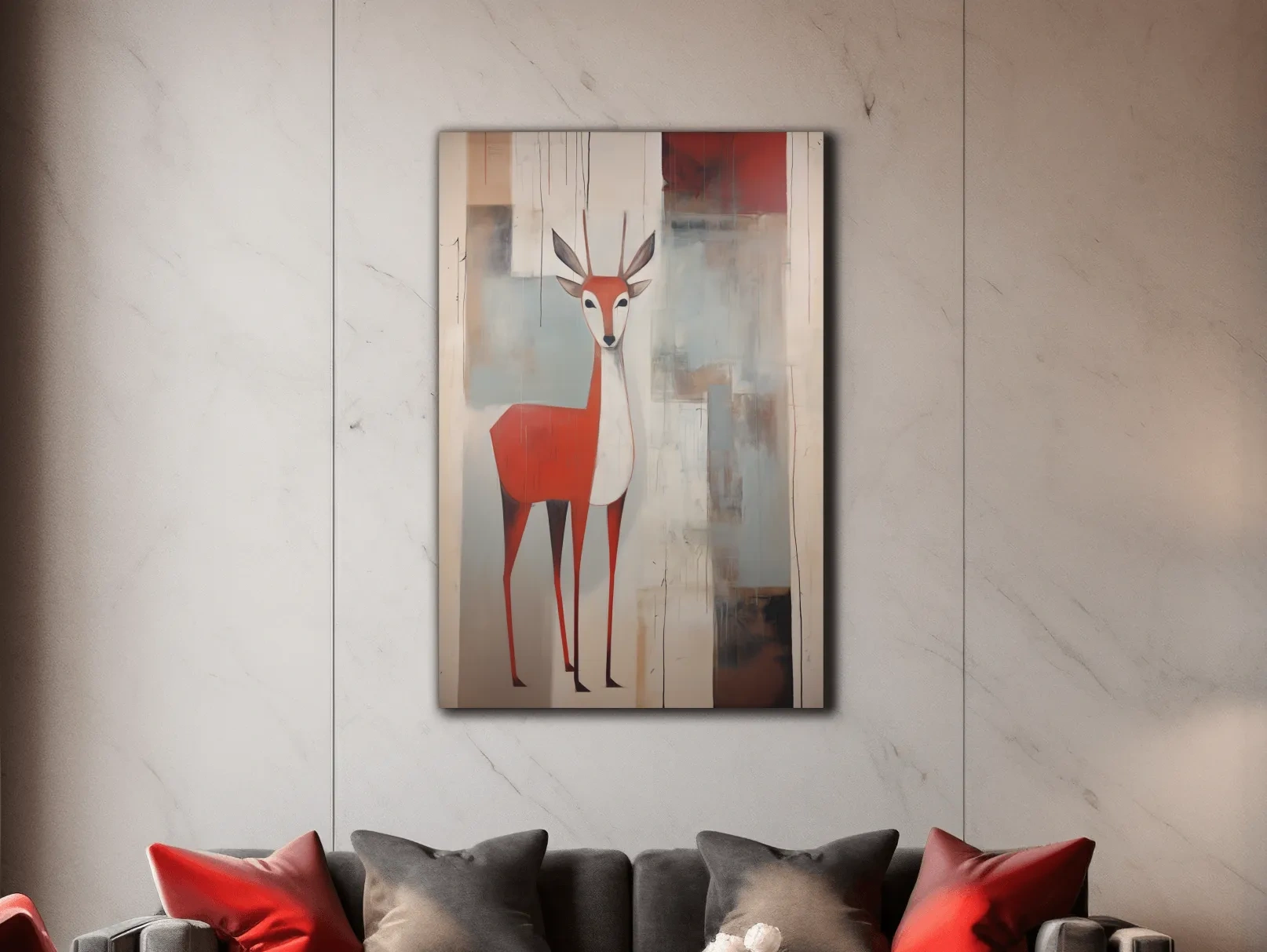 Rustic expressionist painting of a deer