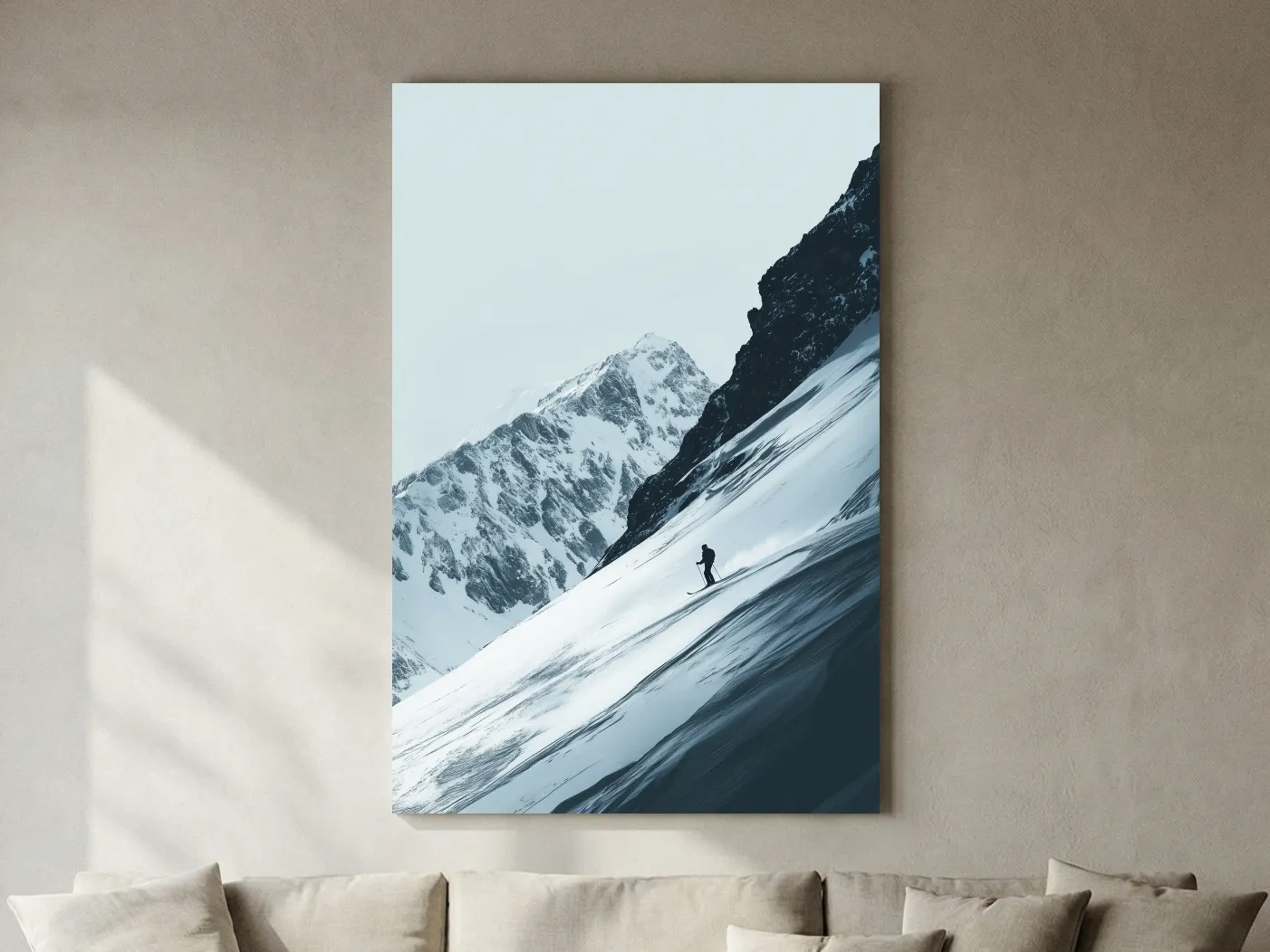 Snowy Alpine Skier Artwork - Minimalist Ski Wall Art