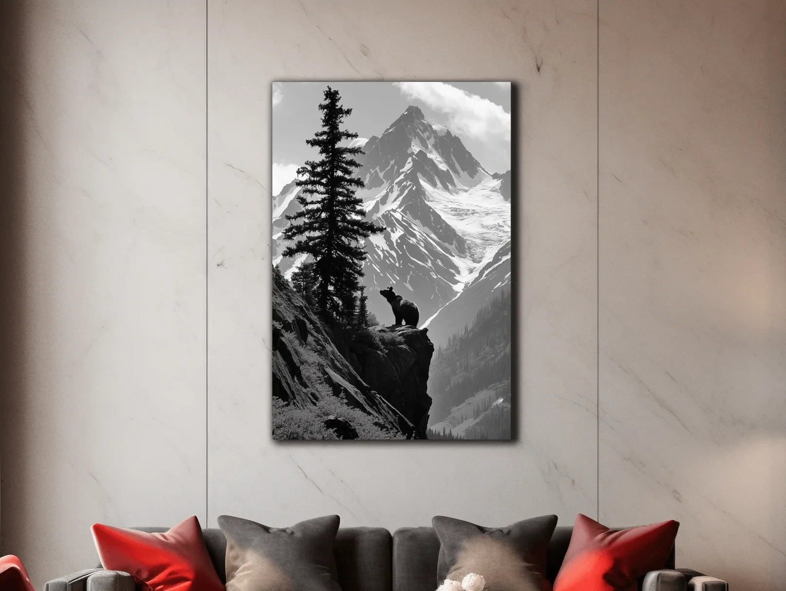 Grizzly Bear Mountain Vista - Photographic Alpine Wilderness Wall Art
