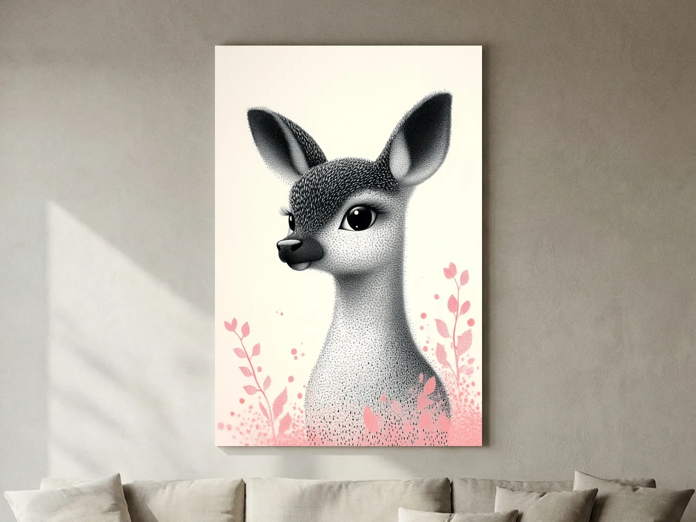 Cute Baby Deer Portrait Illustration - Childrens Nursery Animal Wall Art