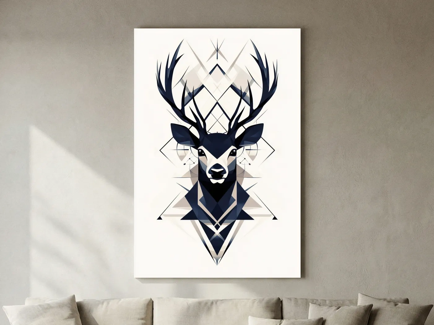 Geometric Stag Head Illustration - Tribal Style Wildlife Wall Art