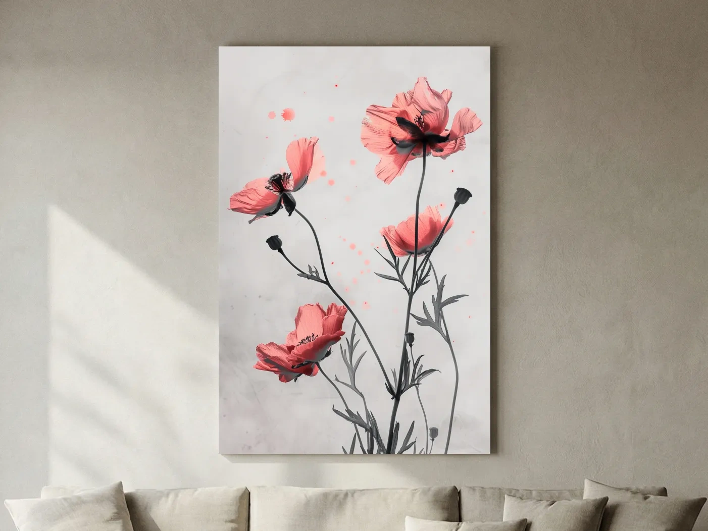 Poppy Flowers Watercolor Illustration - Minimalist Botanical Wall Art