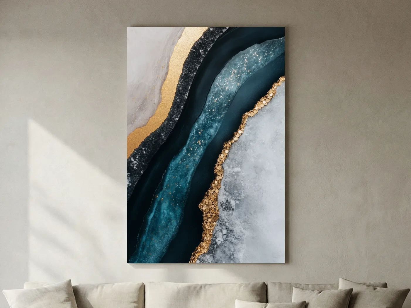 Elegant Gold Natural Geode Abstract - Modern Resin Style Wall Art