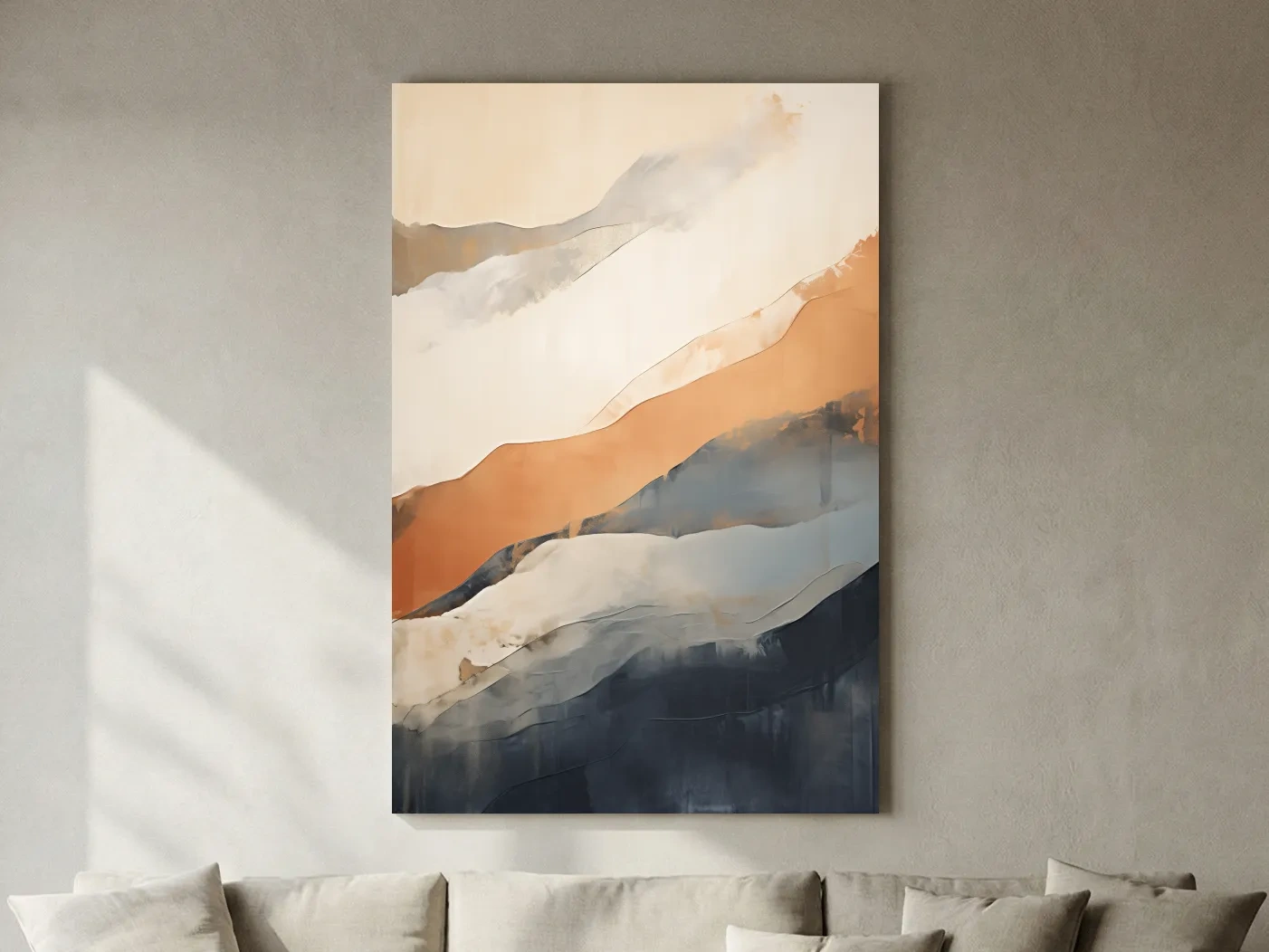 Minimalist Abstract Mountain Layers Painting - Modern Watercolor Landscape Wall Art