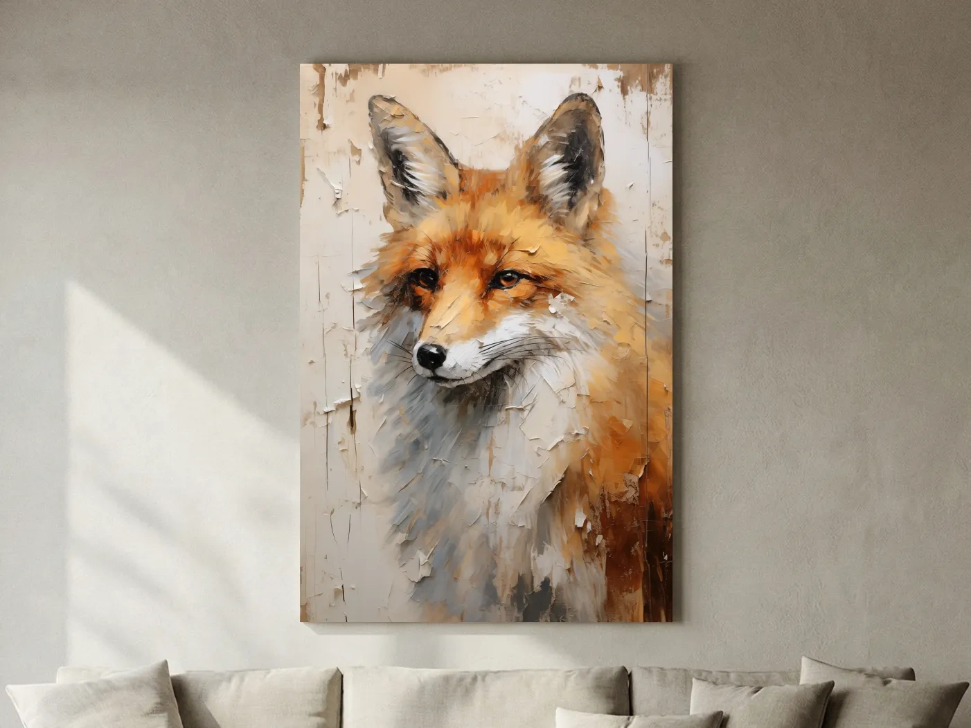 Fox Portrait Painting - Rustic Wildlife Wall Art Print