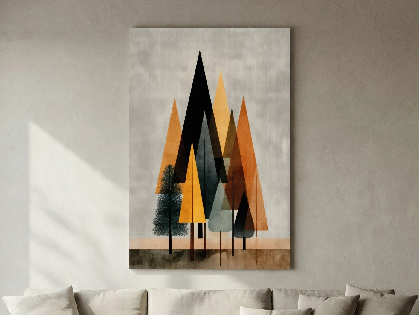 Minimalist Geometric Pine Tree Forest - Mid Century Modern Scandinavian Wall Art