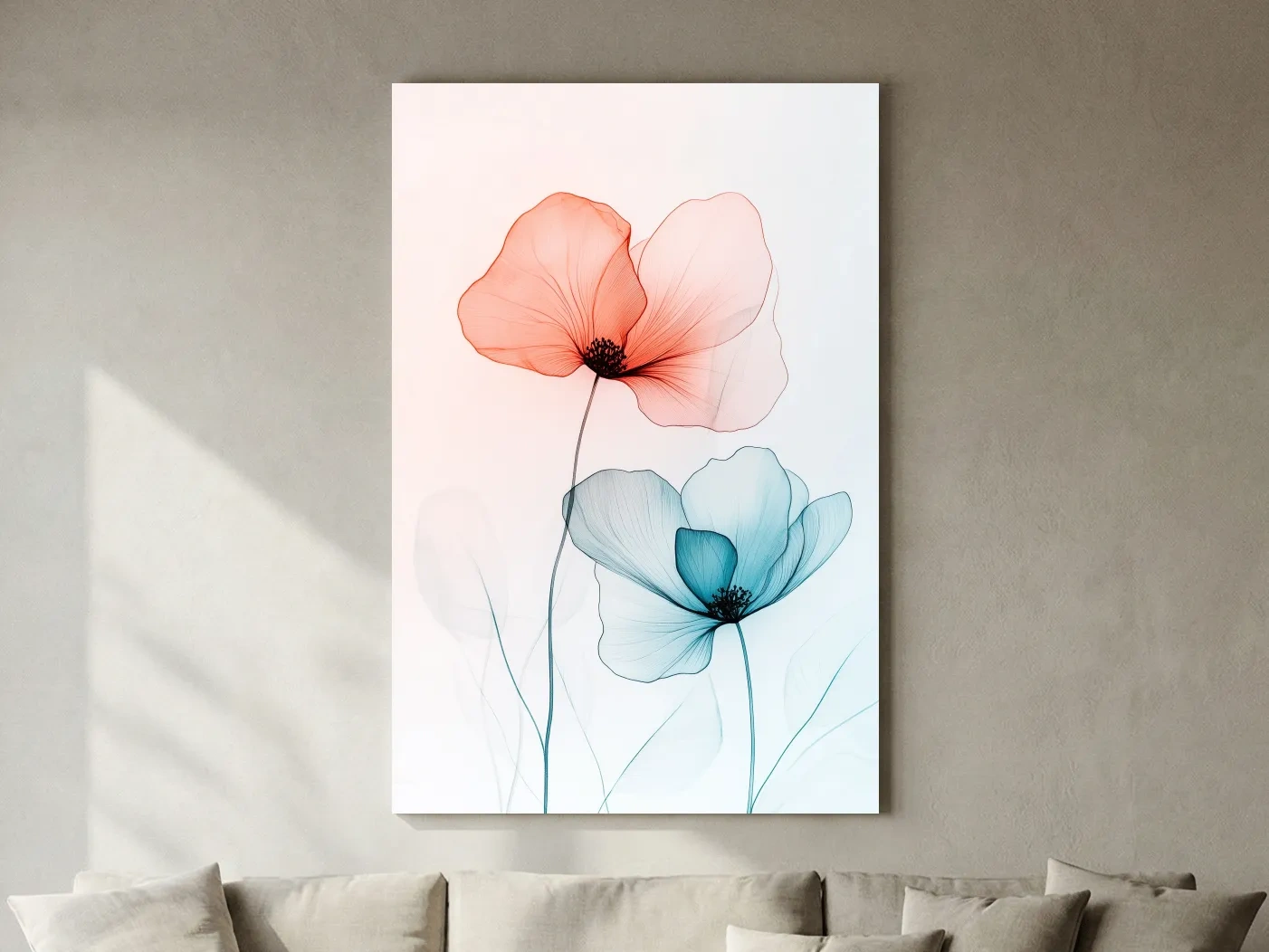 Minimalist Poppy Watercolor Print - Modern Botanical Floral Wall Art