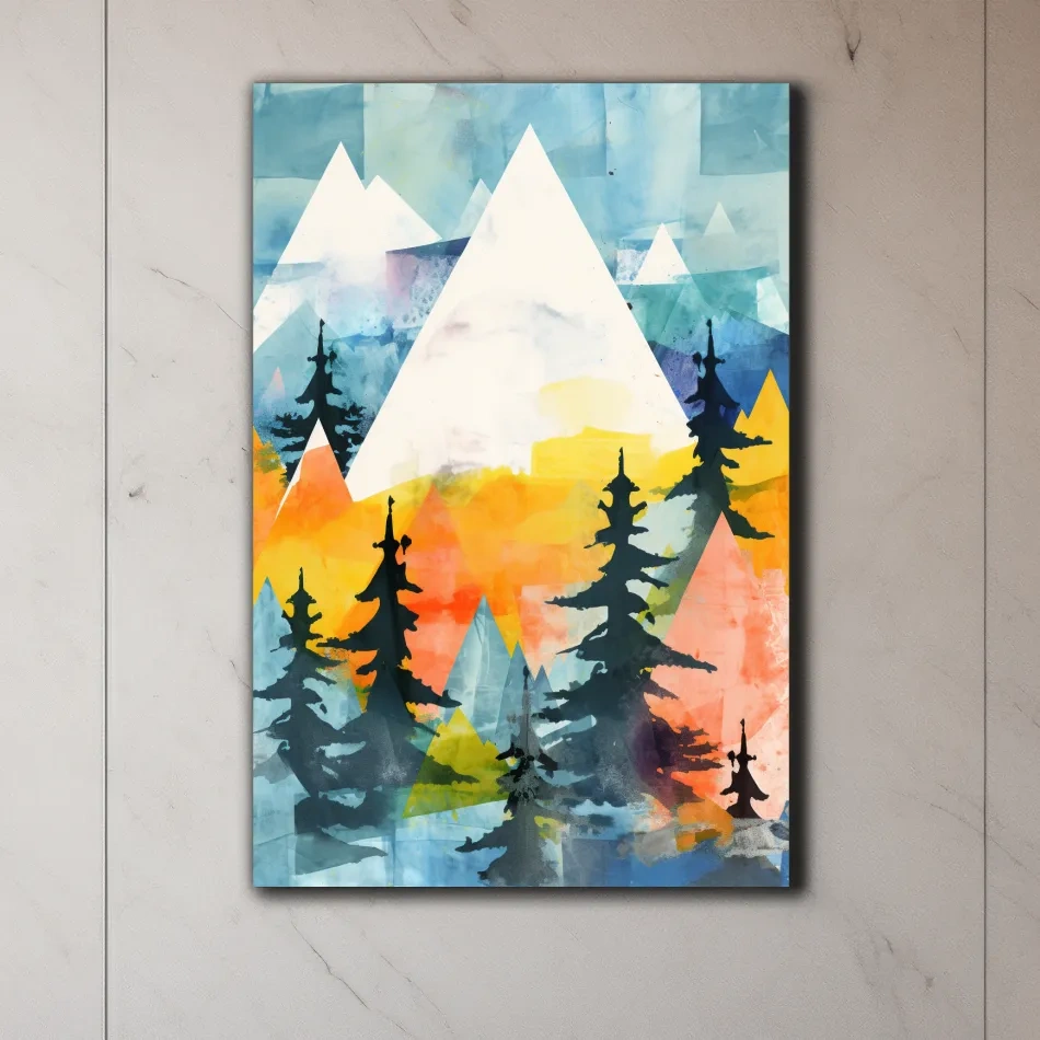 Simple rustic painting of the mountains