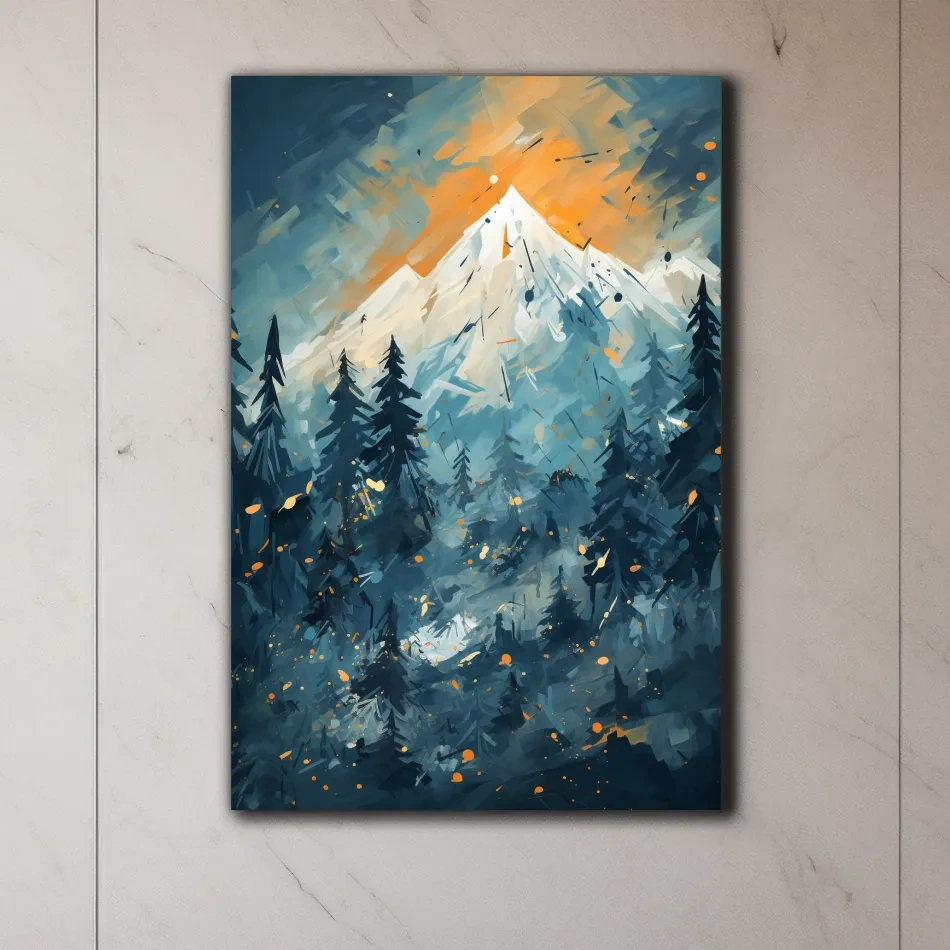 Dynamic mountain sunset art