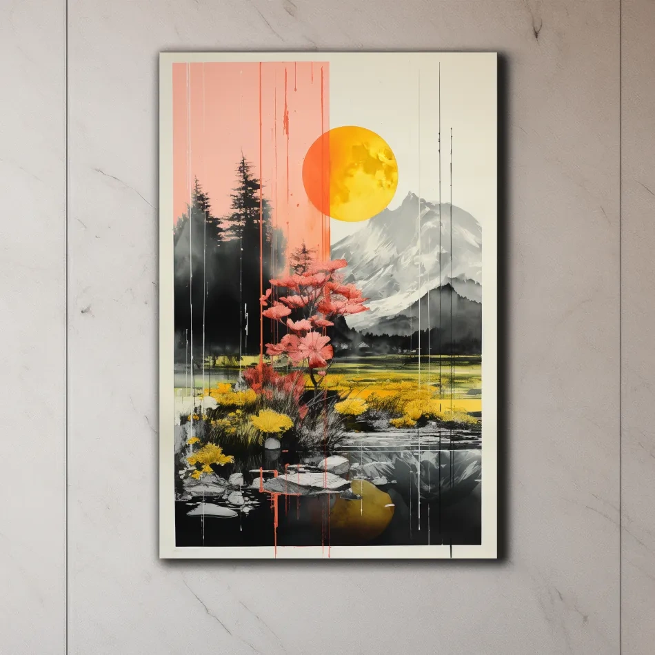 Colorful alpine flowers, illustrative artwork