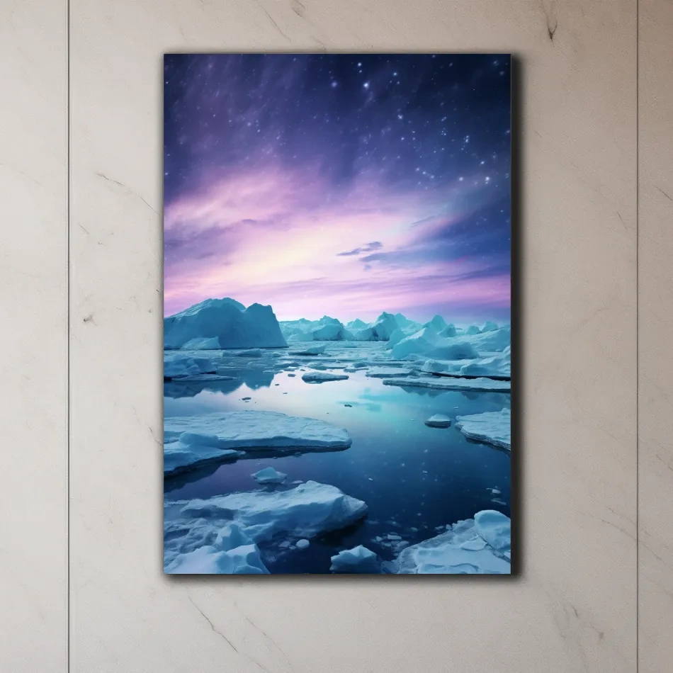 Ethereal Arctic Iceberg Aurora Sky - Dreamy Polar Northern Lights Wall Art