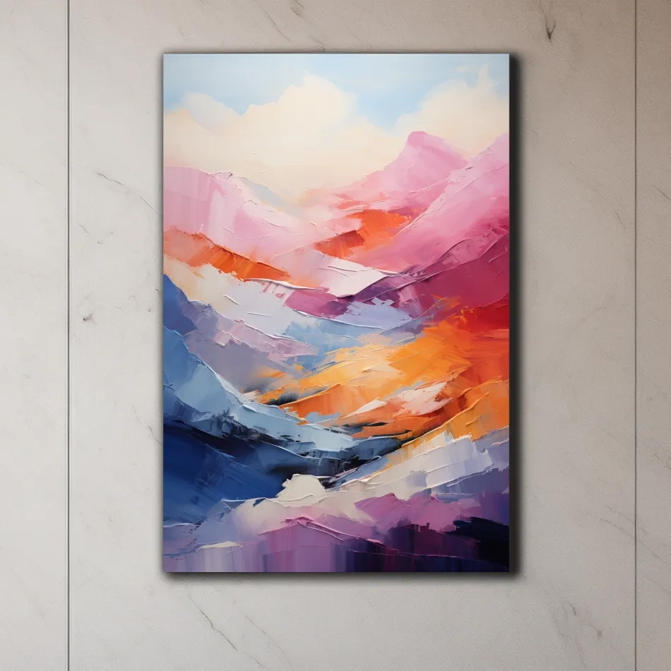 Abstract oil painting representing mountains