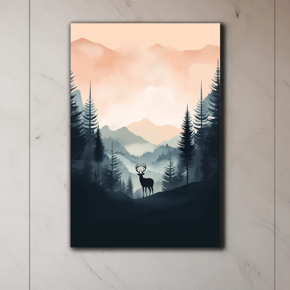 Silhouette of a deer, pastel illustration