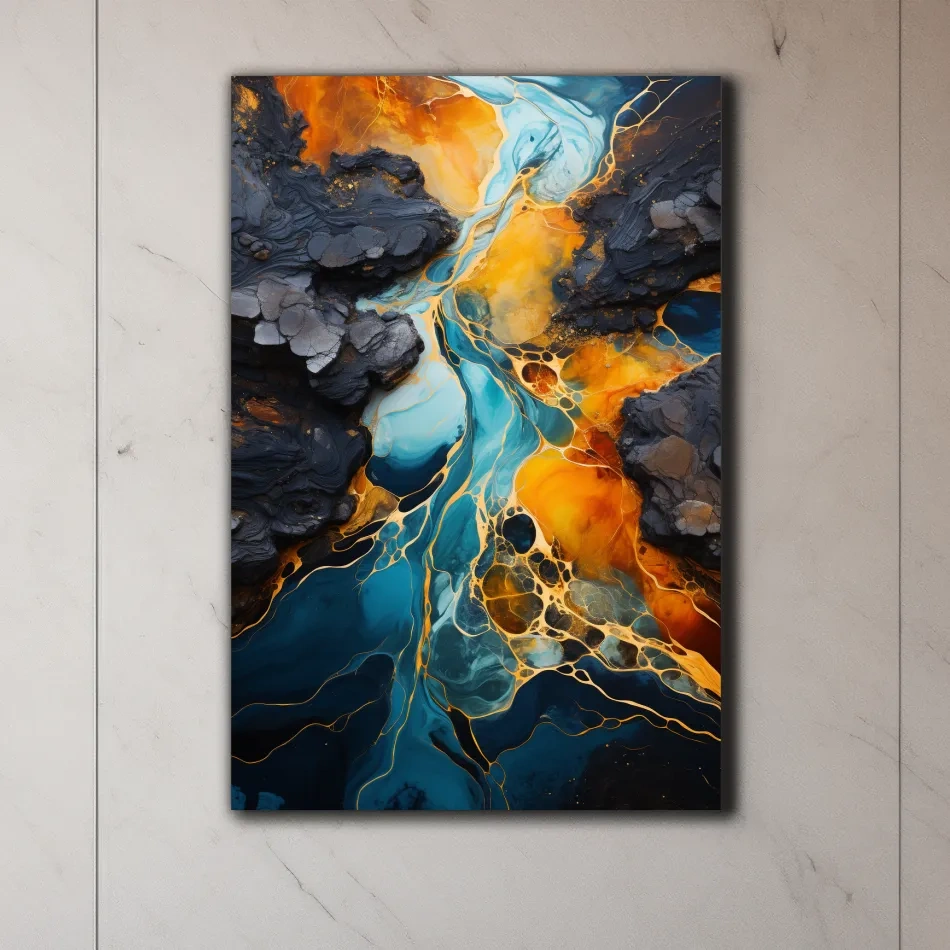 Elegant abstract art, river flowing through the rocks