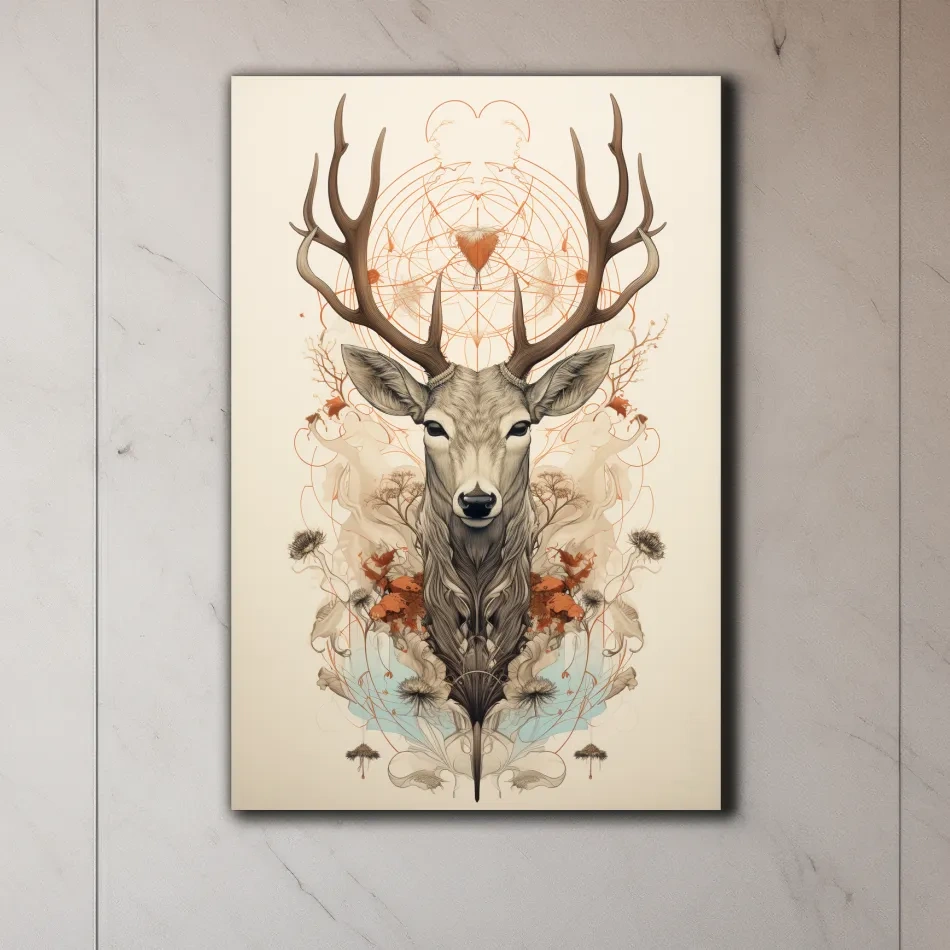 Ornate floral illustration of an elegant deers head