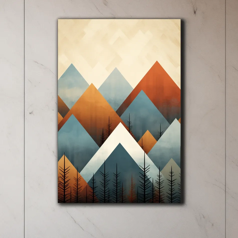 Geometric triangular mountain patterns - mid century style art