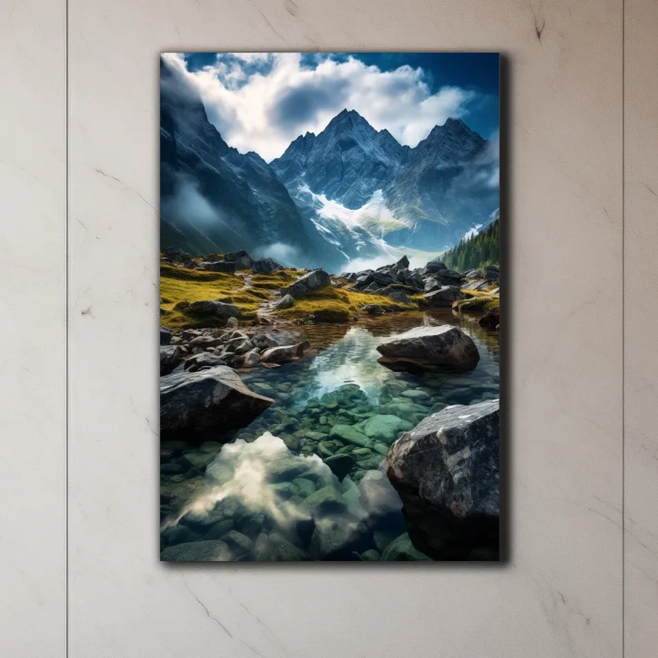 Photographic art of a pristine alpine glacial stream