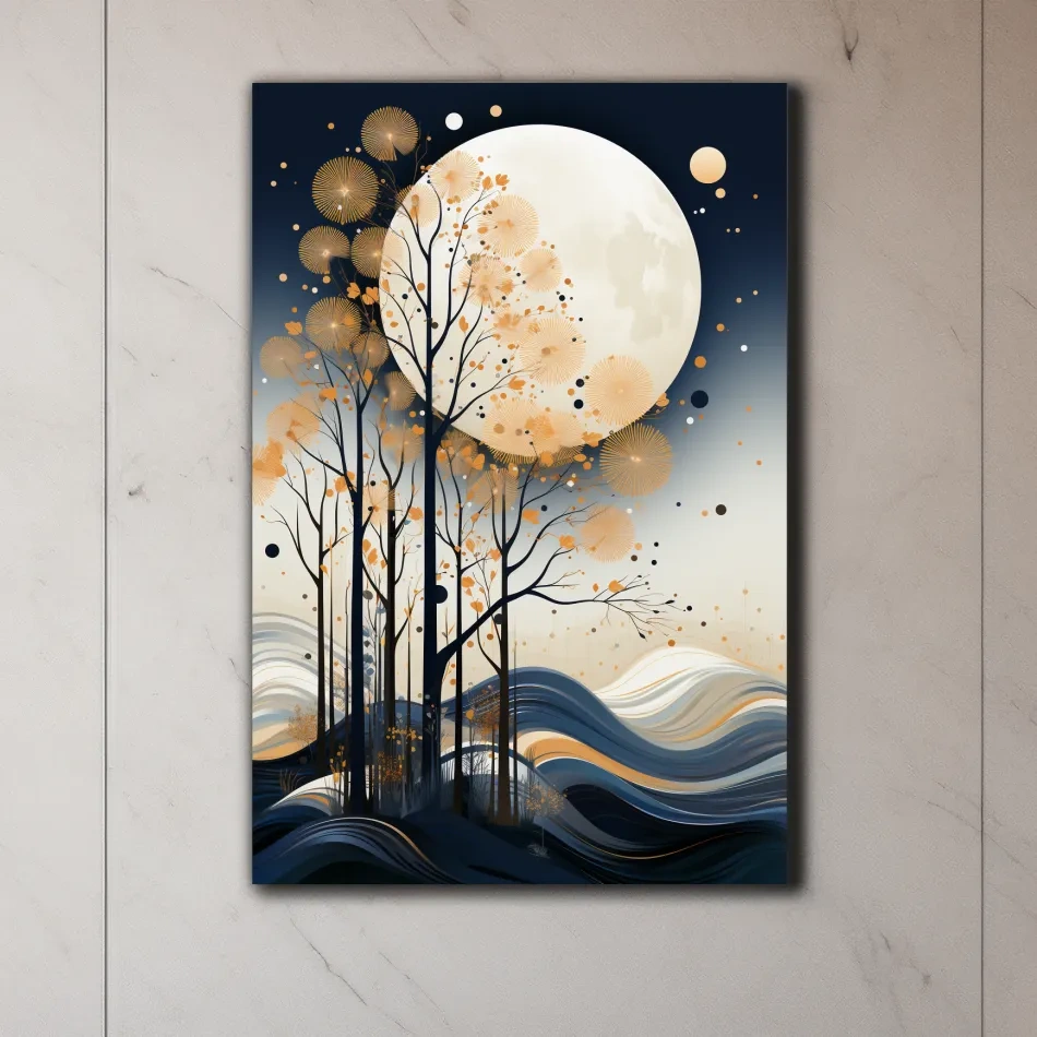 Elegant illustration of a forest under the night sky