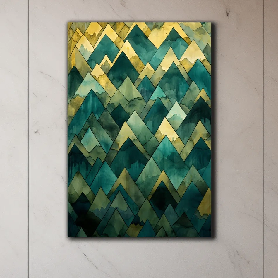 Patterns of triangular snow capped mountain art